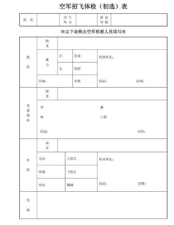福建省2018年空軍招飛進(jìn)校宣傳、初選檢測(cè)安排
