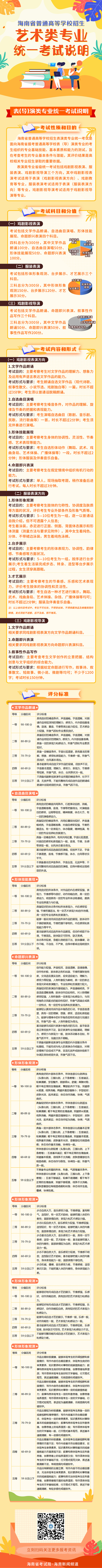 海南省普通高等學(xué)校招生藝術(shù)類專業(yè)統(tǒng)一考試說(shuō)明